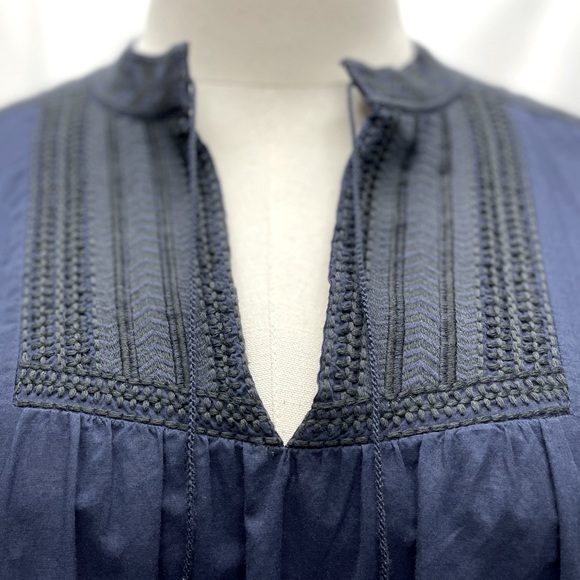 J.Crew Embroidered Bib Peasant Top Navy Blue Sz Small - Picture 8 of 13